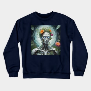 Cyborg with plants in head Crewneck Sweatshirt